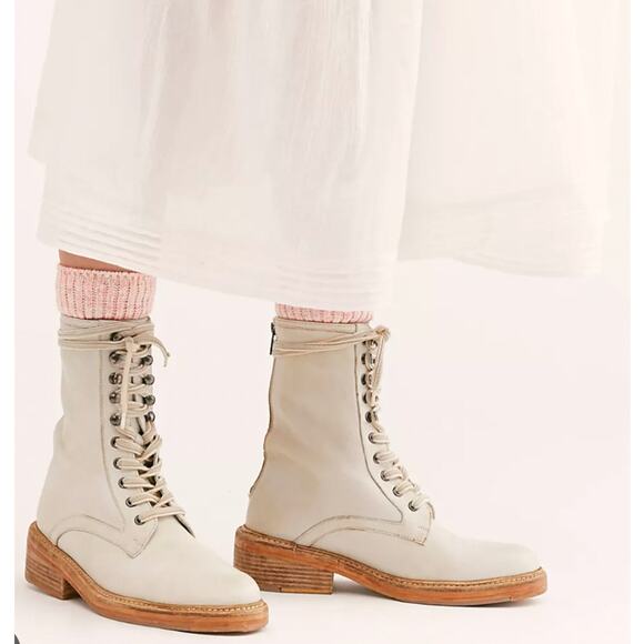 Free People ivory leather lace up boots - Picture 7 of 7